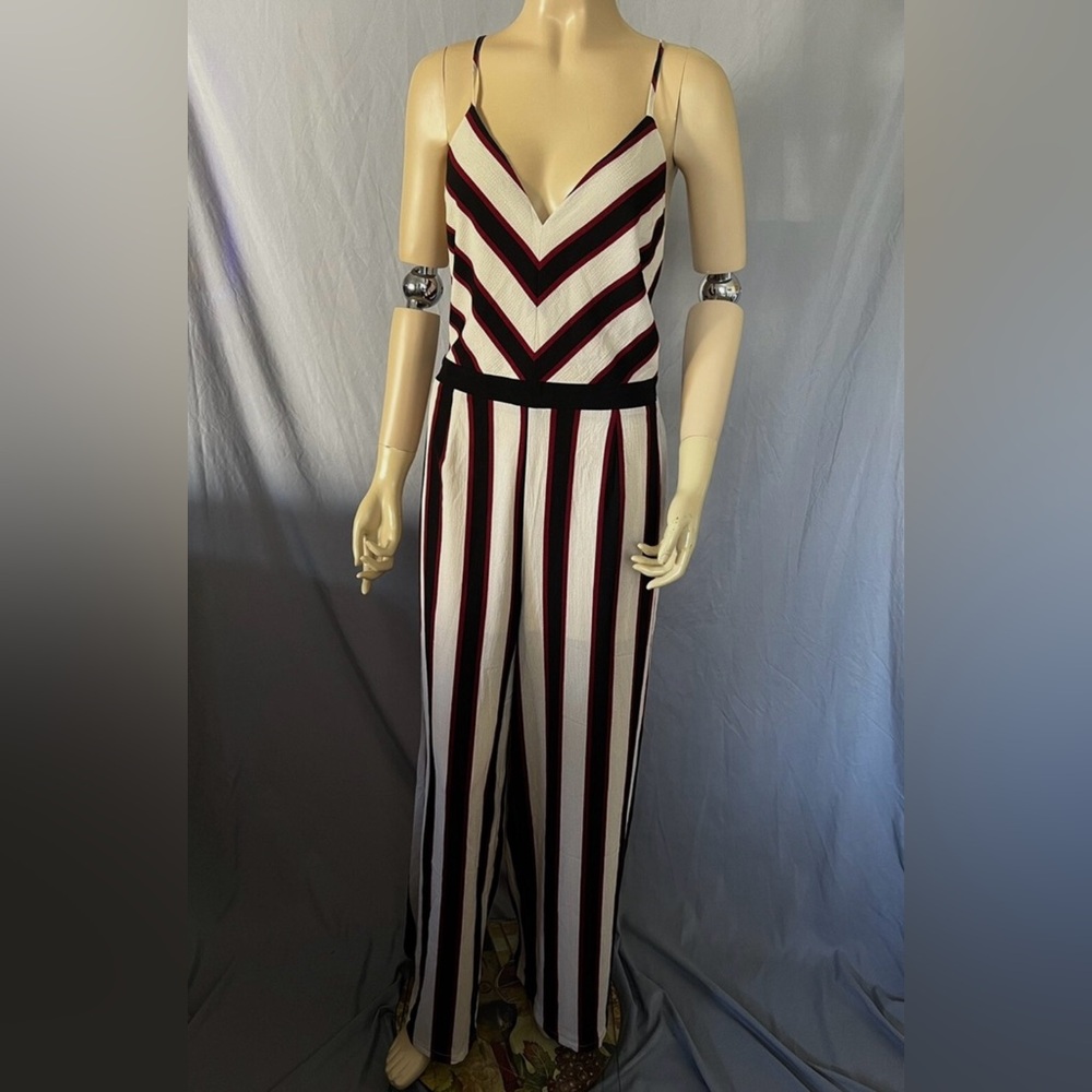 Favlux Fashion Striped Jumpsuit Cross Back Sleeveless Flared Pant